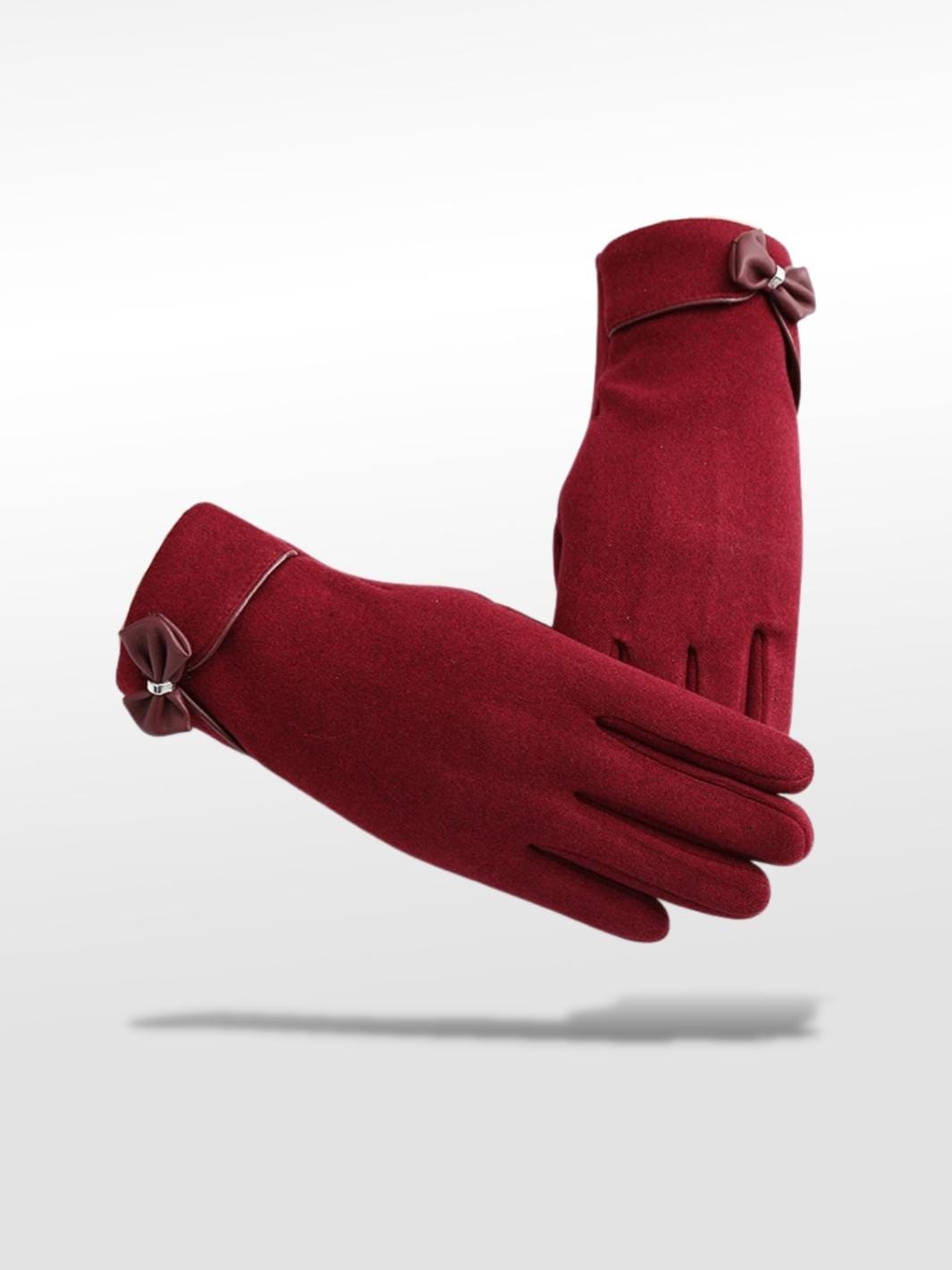 Gants Avec Noeud Bordeaux / Standard