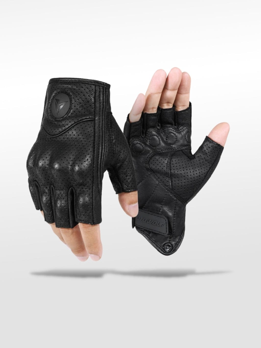 Gants Cuir Sans Doigts Noir / M