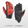 Gants En Cuir Moto Rouge / xs